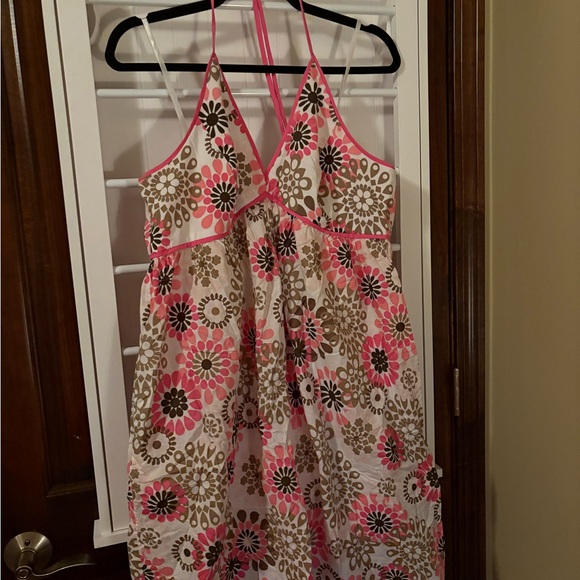 Floral Pink and Brown Dress -zipper stuck - Picture 1 of 4